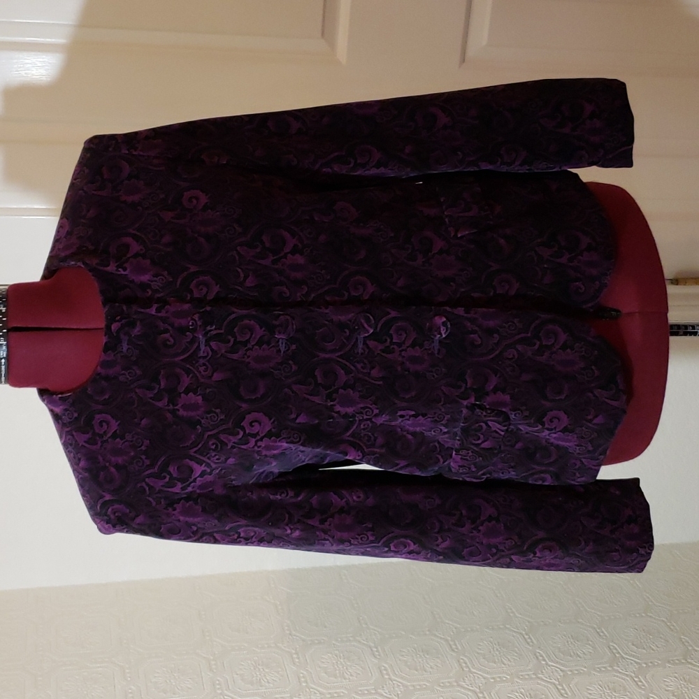 Karen Scott Velvet Jacket Size 8 Black & Purple
